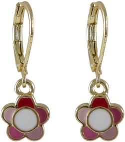 img 4 attached to 🌸 Ivy and Max Gold Finish Pink Enamel Flower Drop Earrings