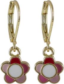 img 3 attached to 🌸 Ivy and Max Gold Finish Pink Enamel Flower Drop Earrings