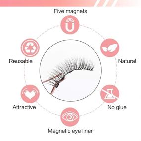 img 1 attached to 👀 InBrave Magnetic Eyelashes with Eyeliner: 6D Reusable False Lashes & Liner for a Natural Look - No Glue Needed (5 Pairs)