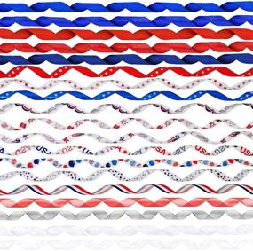 img 3 attached to 🎉 Vibrant Patriotic Ribbons Collection: 18 Rolls, 90 Yards, Red White Blue Striped, Grosgrain, Satin, Glitter, Organza - Ideal for 4th of July Crafts, Gift Wrapping, Sewing