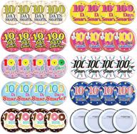 🎉 36 pieces of 100 days smarter badges in 9 unique cartoon styles - round brooch pins for kids, celebrating 100 days of school logo