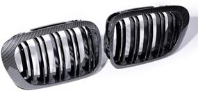img 4 attached to LH RH Carbon Fiber Glossy Black Front Upper Kidney Grille Grill Compatible With 1999-2002 E46 3 Series Coupe Cabriolet Pre-Facelift (Dual Slats)