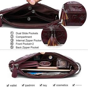 img 2 attached to Embossed Shoulder Zippers Women's Handbags & Wallets with Cross Body Cellphone Compartment