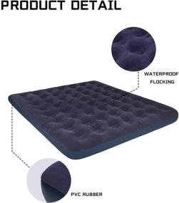 img 3 attached to 🛏️ Premium King Size Air Mattress - Portable Blue Blow Up with Flocked Top - Ideal for Camping, Travel & Backpacking