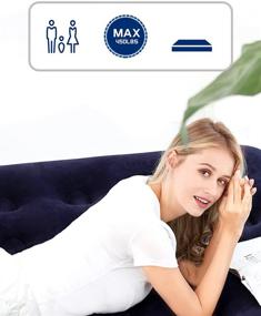 img 2 attached to 🛏️ Premium King Size Air Mattress - Portable Blue Blow Up with Flocked Top - Ideal for Camping, Travel & Backpacking