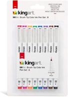 чернильные ручки kingart pro inkline brush tip - набор из 8 уникальных цветов (8 штук) для точных художественных деталей логотип