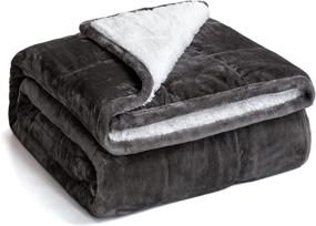 img 4 attached to 🛌 15lbs Twin Size Sherpa Fleece Weighted Blanket 48 x 72 Inches - Thick & Cozy Fluffy Sherpa with Plush Flannel Reverse - Grey - Ideal for Bed, Couch, Chair - Warm Blanket for Adults