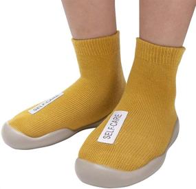 img 3 attached to Knitted Toddler Newborn Walking Slippers for Boys | Slip-On Shoes
