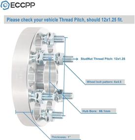 img 3 attached to 🔧 ECCPP 1 дюймовые дистанционные кольца для колес 6x4.5 для Frontier, Pathfinder, Xterra - 4X 6 отверстий 66,1 мм (2005-2014) с болтами 12x1.25.