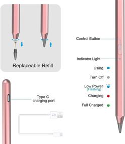 img 1 attached to 🎀 Розовый стилус-карандаш для iPad 9-го поколения - улучшенное подавление ладони, технология наклона - совместимый с iPad Pro (11/12.9 дюйма), iPad 8-го/7-го поколения, iPad Mini 6-го поколения и iPad Air 4-го поколения.