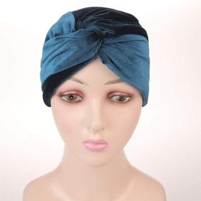 img 2 attached to 🎗️ Fxhixiy Women's Stretch Velvet Twist Pleated Hair Wrap Turban Hat - Stylish and Comfortable Headwear for Cancer Patients and Chemo Beanie Cap