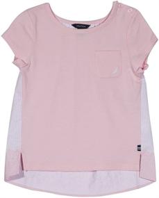 img 3 attached to Nautica Little Sleeve Fashion Stripes Girls' Clothing for Tops, Tees & Blouses