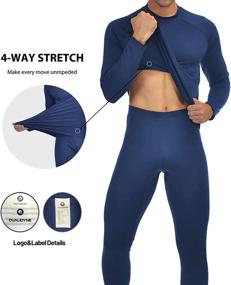 img 1 attached to Winter Sports Base Layer Set: Men’s Fleece Lined Thermal Underwear Long Johns - Top and Bottom Suit