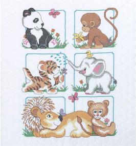 img 1 attached to 🧵 DIY Baby Quilt Kit: Dimensions Stamped Cross Stitch, Baby Animals, Size 34'' x 43''