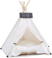 indoor outdoor pet teepee tent with cushion: cozy cat and dog house bed for puppies логотип