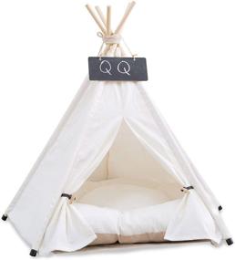 img 4 attached to Indoor Outdoor Pet Teepee Tent with Cushion: Cozy Cat and Dog House Bed for Puppies