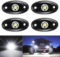 🚘 yaeccc 4 pcs white led rock lights: waterproof neon underglow for car truck atv utv suv boat - enhance your vehicle's underbody glow! logo