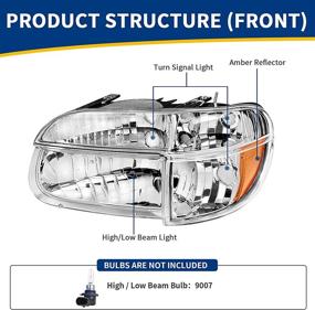 img 3 attached to 🔦 Комплект переднего фонаря высокого качества для Ford Explorer/Mercury Mountaineer 1995-2001 - Хромированная оптика, прозрачные линзы + угловые фонари, стиль OE, замена AUTOSAVER88