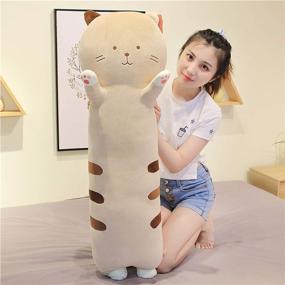 img 1 attached to 🐱 YWILLINK Plush Cat Pillow: Soft, Fluffy, and Cute 100cm Kitten Body Pillow - Perfect Gift for Kids and Girlfriends