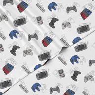 🎮 ultimate gaming experience: kids rule 3 piece gamer sheet set - game controllers print in blue & grey - twin logo