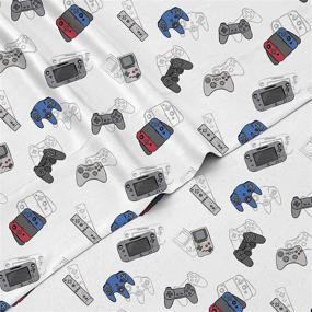 img 4 attached to 🎮 Ultimate Gaming Experience: Kids Rule 3 Piece Gamer Sheet Set - Game Controllers Print in Blue & Grey - Twin