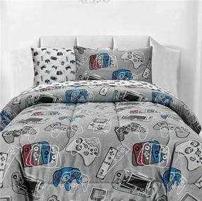 img 2 attached to 🎮 Ultimate Gaming Experience: Kids Rule 3 Piece Gamer Sheet Set - Game Controllers Print in Blue & Grey - Twin