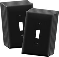 🎛️ enerlites toggle light switch wall plate, gloss finished, mid-sized single gang 4.88"x3.11", unbreakable polycarbonate thermoplastic, ul listed, 8811m-bk-10pcs, black switch cover, pack of 10 логотип
