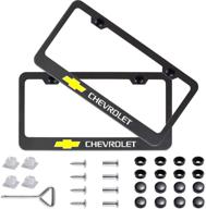 jdclubs 2pcs license plate frames with screw caps set stainless steel frame applicable to us standard cars license plate (fit chevrolet) logo