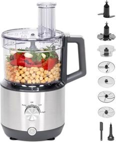 img 3 attached to 🍽️ High-Performance GE Food Processor: 12 Cup Capacity, 3 Feeding Tubes, Stainless Steel Accessories. Perfect for Shredding Cheese, Chicken, and More! Essential Kitchen Appliance with 550 Watts Power.