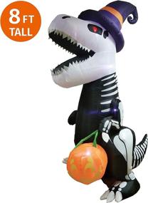 img 3 attached to 🦖 Enhance Your Halloween Party with Joiedomi's 8 FT Inflatable Skeleton Dinosaur: Eye-catching Yard and Indoor Décor with Built-in LEDs!