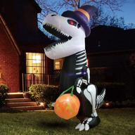 🦖 enhance your halloween party with joiedomi's 8 ft inflatable skeleton dinosaur: eye-catching yard and indoor décor with built-in leds! logo