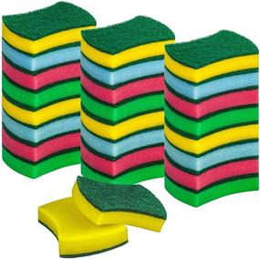 img 1 attached to 🧽 DecorRack 24 Multicolored Cleaning Sponges: Heavy Duty Scrubbing and Absorbent Sides for Kitchen, Dishes, Tables, Bathroom, Car Wash - Assorted Colors (Pack of 24)