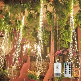 img 4 attached to 8 Flashing Modes Waterproof Copper Wire Waterfall Lights: Remote Controlled Fairy Lights for Indoor Outdoor Decor - Warm White