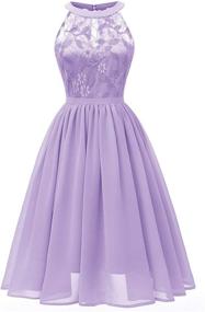 img 4 attached to 👗 LLBubble Women's Short Lace Halter Dress for Junior Prom, Wedding Party