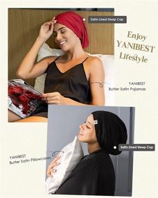 img 2 attached to 🎩 YANIBEST Silk Satin Bonnet: Adjustable Stay on Silk Lined Slouchy Beanie Hat for Night Sleeping