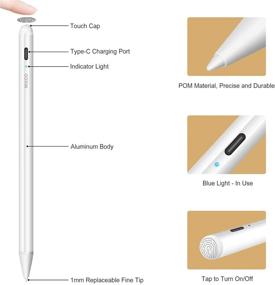 img 3 attached to 🖊️ Mixoo Fine Tip Active Stylus Pen with Palm Rejection for iPad - Precision iPad Pencil with Replaceable Tip for Apple iPad Pro, iPad 7th Gen, iPad 6th Gen, iPad Mini, and iPad Air