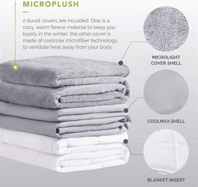 img 1 attached to Degrees of Comfort Zoning Weighted Blanket – 2 Duvet Covers for Hot & Cold Sleepers, Nano-Ceramic Beads for Durability & Silky Comfort (60x80 18lbs Grey)