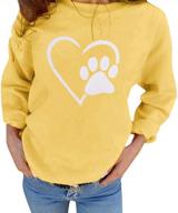 🐾 heart dog paw graphic sweatshirt for women - cute dog mom shirts with casual crewneck fashion - stylish pullover tops by bangely logo