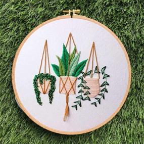 img 1 attached to 🧵 JUSHOOR 3 Sets Embroidery Starter Kit: Explore Cross Stitch Patterns for Beginners with Bamboo Hoop, Cloth, and Tools