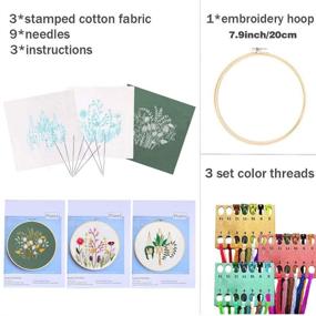 img 3 attached to 🧵 JUSHOOR 3 Sets Embroidery Starter Kit: Explore Cross Stitch Patterns for Beginners with Bamboo Hoop, Cloth, and Tools