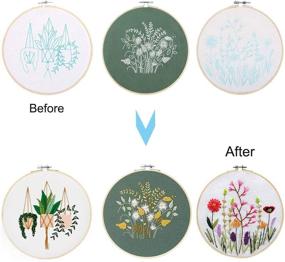 img 4 attached to 🧵 JUSHOOR 3 Sets Embroidery Starter Kit: Explore Cross Stitch Patterns for Beginners with Bamboo Hoop, Cloth, and Tools
