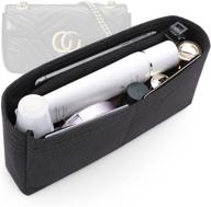 🖤 black felt purse organizer insert with zipper for gg marmont matelasse shoulder bag - small size logo