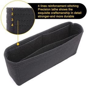 img 3 attached to 🖤 Black Felt Purse Organizer Insert with Zipper for GG Marmont Matelasse Shoulder Bag - Small Size