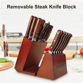 img 1 attached to VAVSEA 16-Piece Knife Set: High Carbon Stainless Steel Chef Knives with Removable Block, Sharpener, and Shear