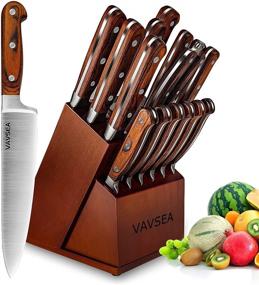 img 4 attached to VAVSEA 16-Piece Knife Set: High Carbon Stainless Steel Chef Knives with Removable Block, Sharpener, and Shear