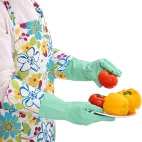 img 3 attached to Cindy&amp;Will 3Pairs - Reusable Latex Gloves with Extra Long Sleeves (20&#34;) - Large Size