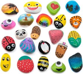 img 2 attached to 🎨 Premium Rock Painting Kit - Vibrant Art Supplies Set for Kids and Tweens - Safe Non-Toxic Educational Toy - Arts and Crafts for Ages 6-12 - Includes Brushes, Googly Eyes, Transfer Stickers
