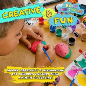 img 3 attached to 🎨 Premium Rock Painting Kit - Vibrant Art Supplies Set for Kids and Tweens - Safe Non-Toxic Educational Toy - Arts and Crafts for Ages 6-12 - Includes Brushes, Googly Eyes, Transfer Stickers