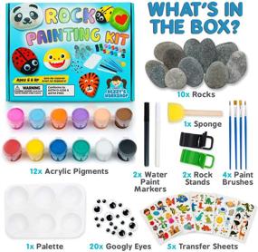 img 4 attached to 🎨 Premium Rock Painting Kit - Vibrant Art Supplies Set for Kids and Tweens - Safe Non-Toxic Educational Toy - Arts and Crafts for Ages 6-12 - Includes Brushes, Googly Eyes, Transfer Stickers