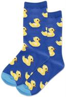 fun and comfy rubber duck crew socks for kids! - hotsox 1 pair, small/medium logo